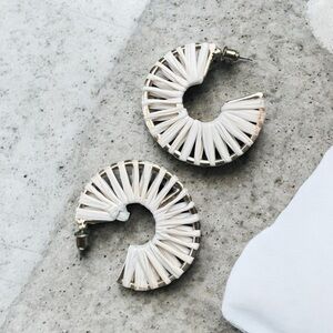 Old Navy • Raffia Wrapped 3/4 Hoop Earrings